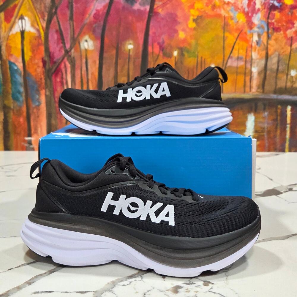 Hoka W Bondi 8 Black White Size 6 B Women's 1127952 BWHT